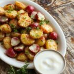 roasted potatoes and radishes