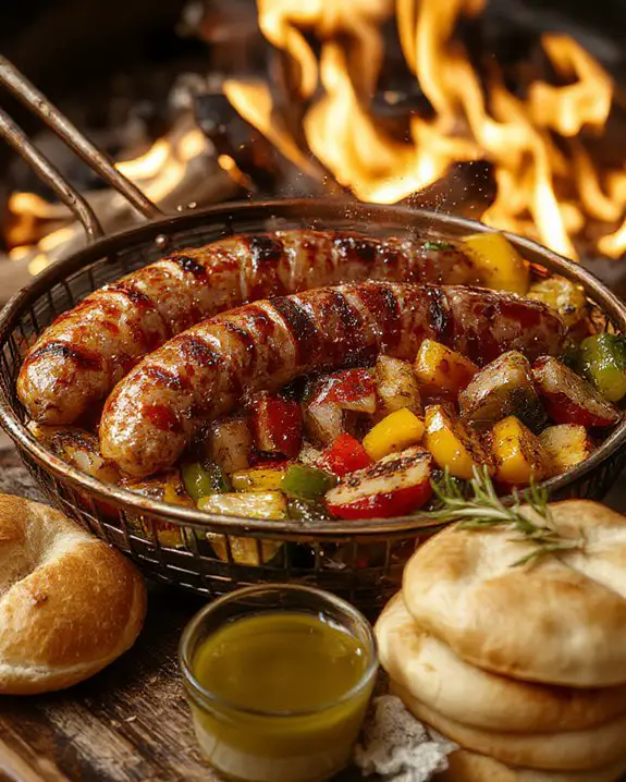 sizzling sausage with peppers