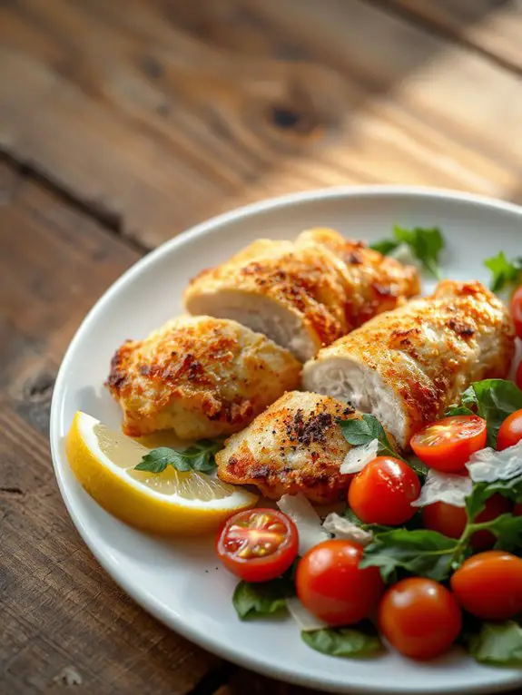 crispy chicken with salad