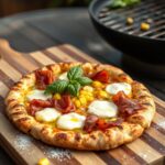 grilled corn and prosciutto pizza
