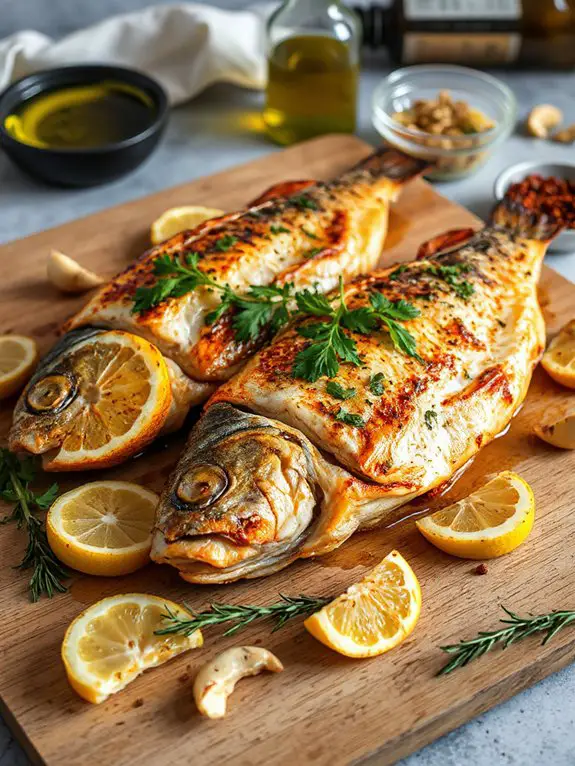 lemon chili roasted branzino