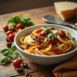 pasta topped with vinaigrette