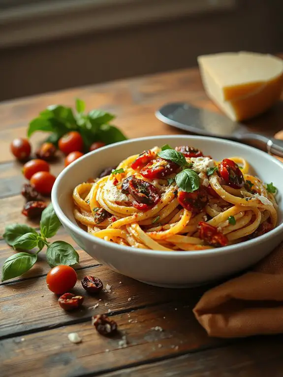 pasta topped with vinaigrette