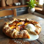 peach galette with ice cream
