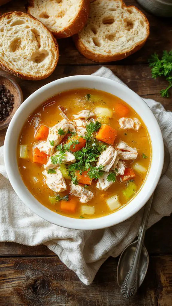 comforting warm chicken broth