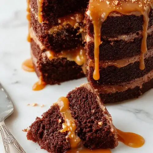 decadent chocolate caramel cake