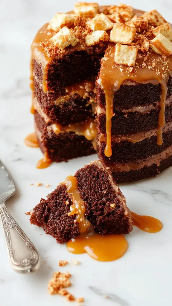 decadent chocolate caramel cake