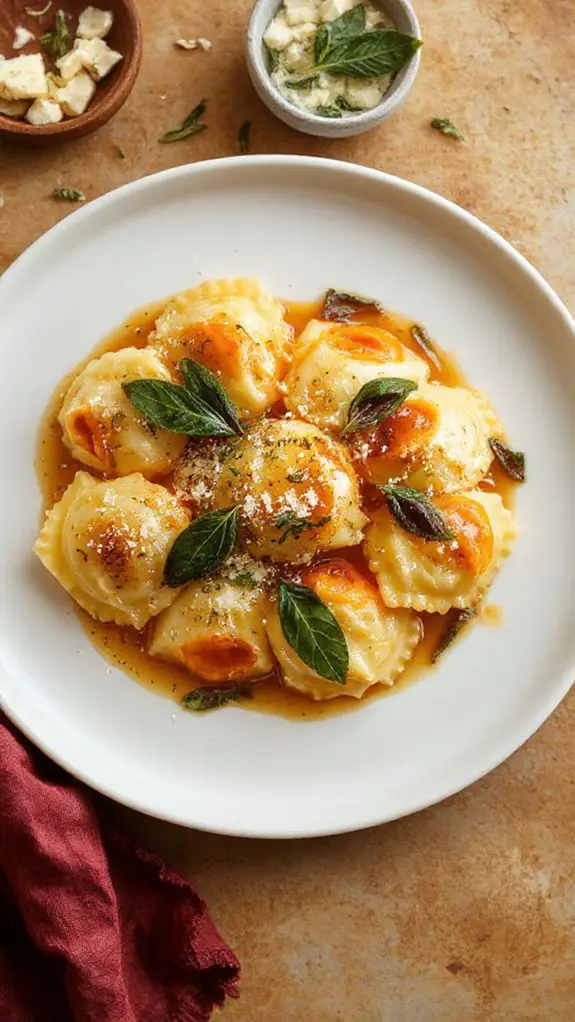 pumpkin filled ravioli with sage