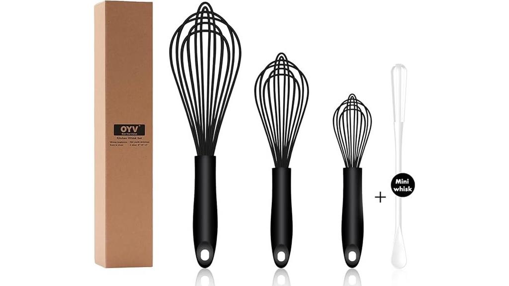 three silicone dishwasher whisk