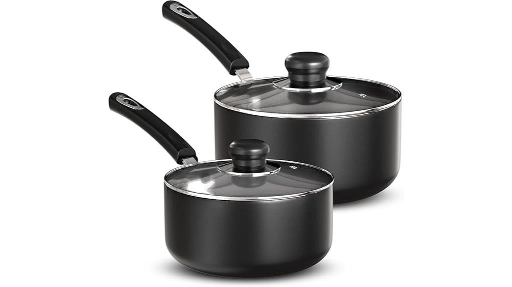 two nonstick saucepan set