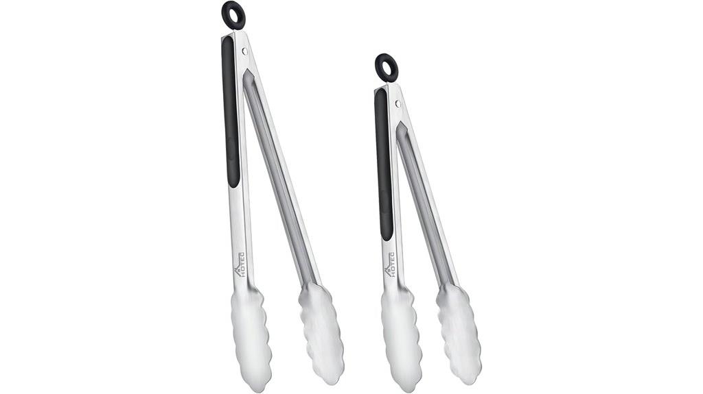 two stainless tongs