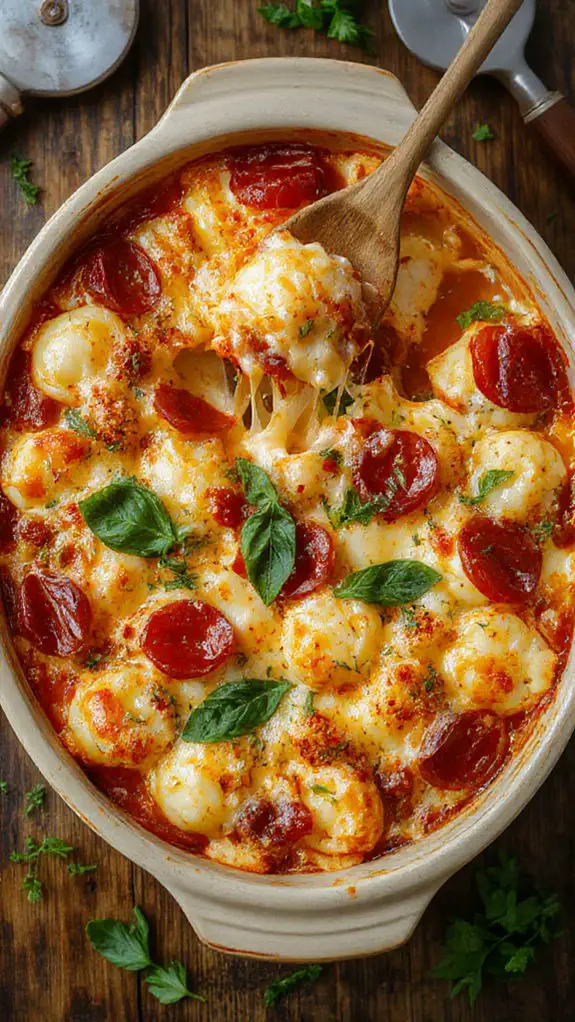 cheesy tortellini pizza bake