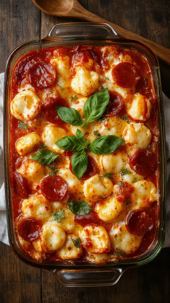 cheesy tortellini pizza casserole