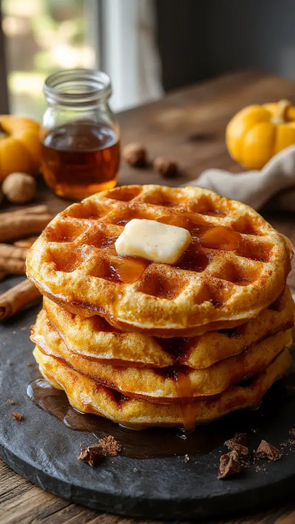 crispy spiced pumpkin waffles