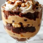 layered dessert with brownies