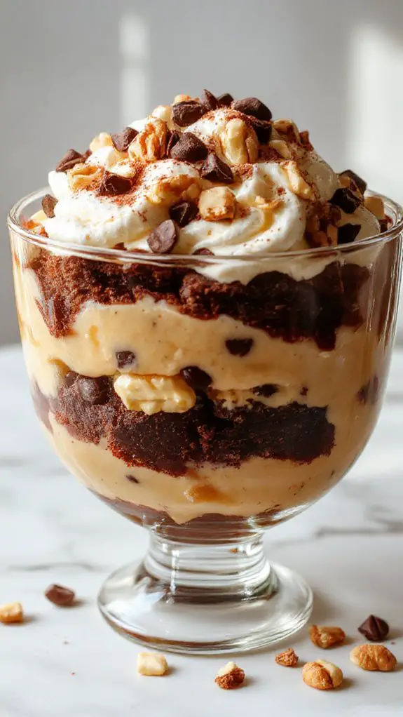 layered dessert with brownies