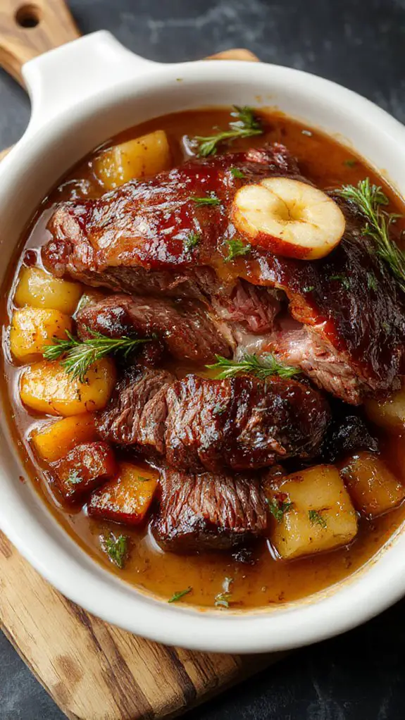 slow apple infused braising