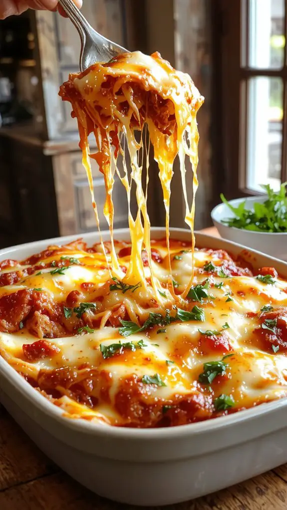 cheesy pasta casserole dish