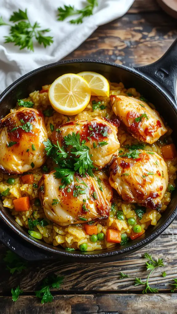 crispy chicken rice skillet