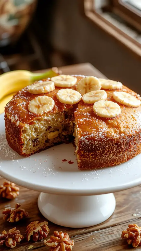 moist caramelized banana cake