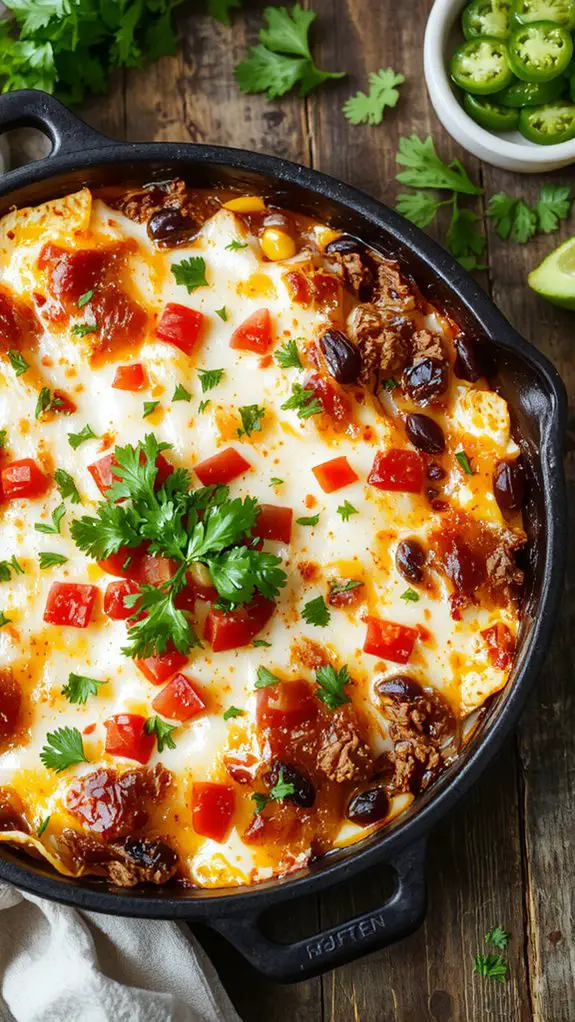 layered cheesy beef bake