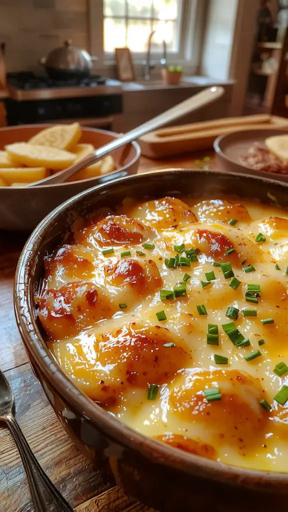 seasoned layered creamy cheesy