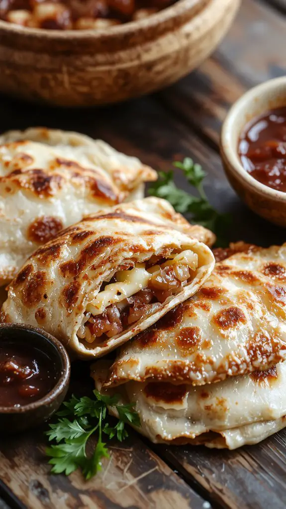 The Best Homemade Pupusas Recipe 3 golden crispy pupusas served