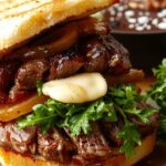 juicy grilled steak sandwich