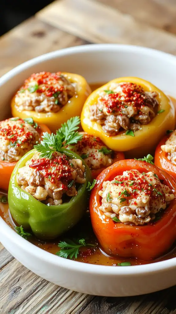 The Best Homemade Stuffed Paprika Recipe 3 set filling before serving