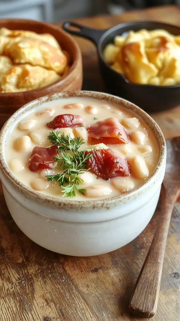 The Best Homemade Ham and Beans Recipe 3 simmer with bay leaves