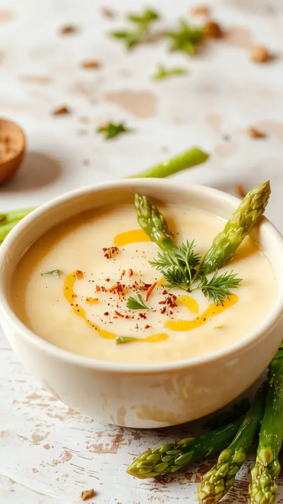 The Best Homemade Asparagus Soup Recipe 3 blend cream season garnish